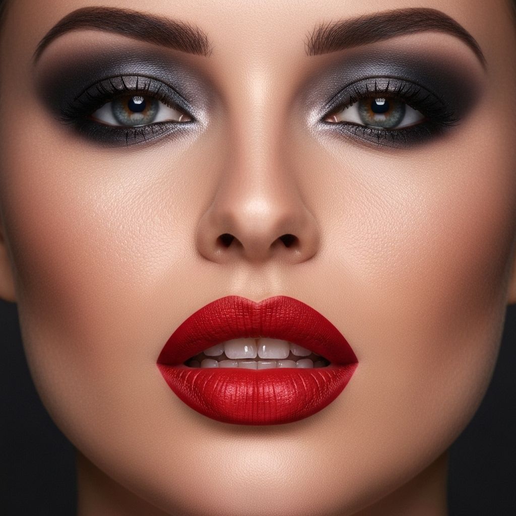 Dramatic evening makeup with smokey eyes