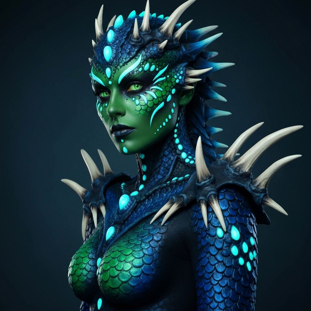 Fantasy creature makeup with prosthetics